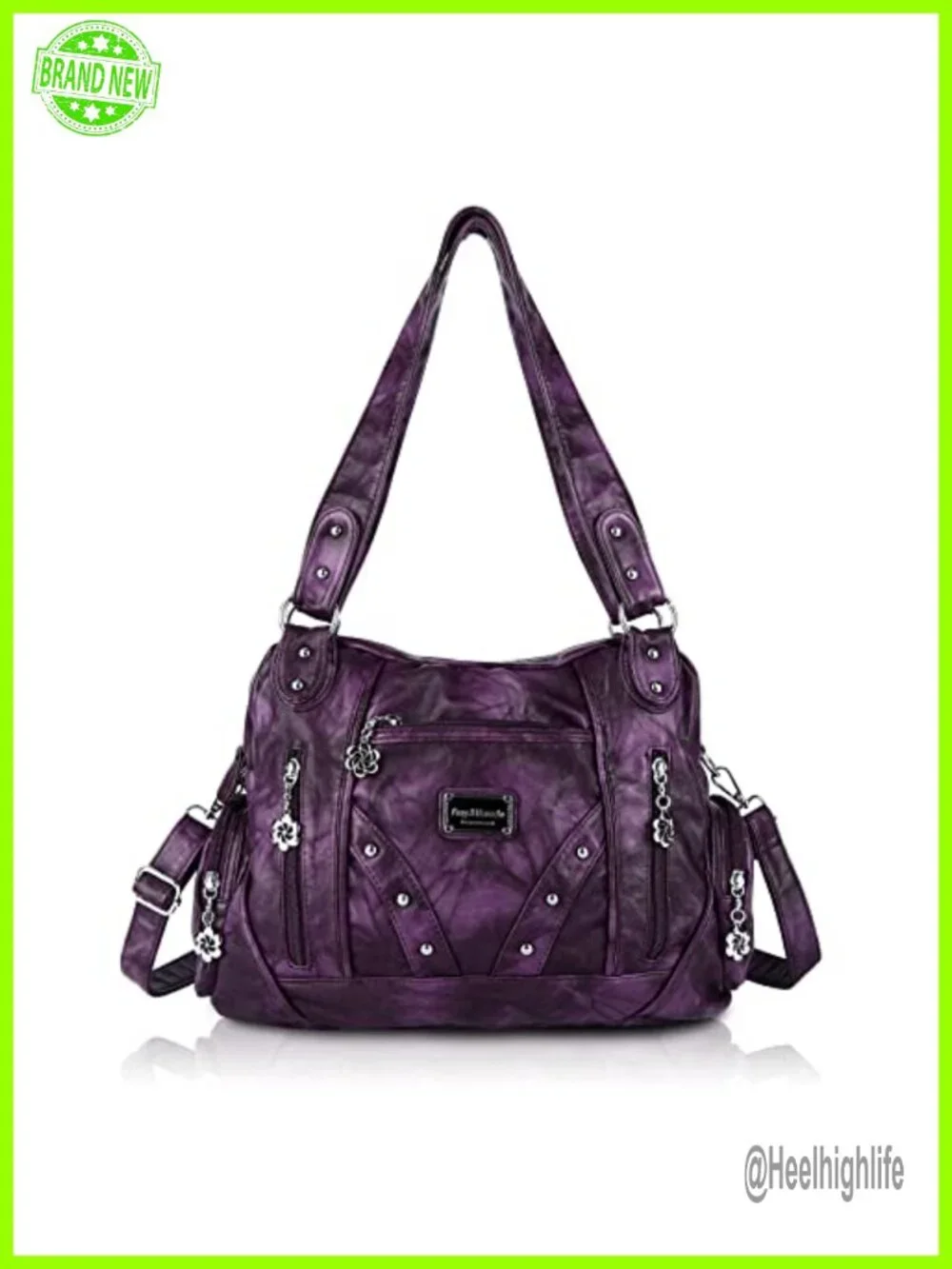 PU Leather Hobo Bag Crossbody Purse Large Shoulder Bag with Stud Design
